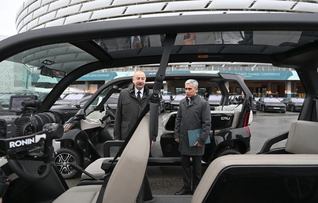 İlham Əliyev Bakı Olimpiya Stadionunun ərazisində COP29-la bağlı yaradılan şəraitlə tanış olub - Foto